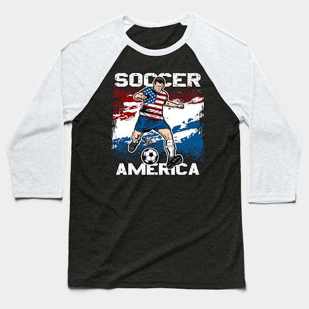 American Soccer Futbol Player Baseball T-Shirt by megasportsfan